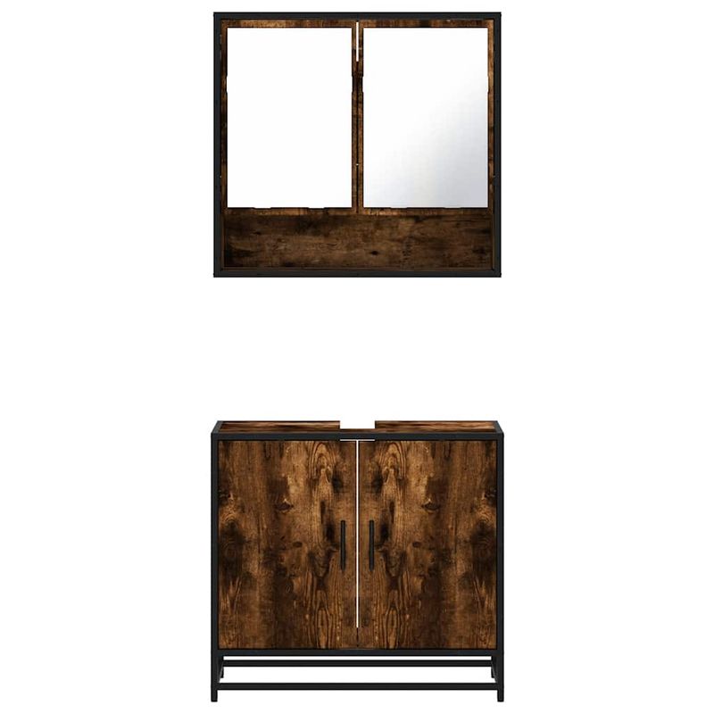 Casa si Gradina - Mobilier - Seturi de mobilier - Seturi baie - Set mobilier de baie, 2 piese, stejar fumuriu, lemn prelucrat - Infinity.ro