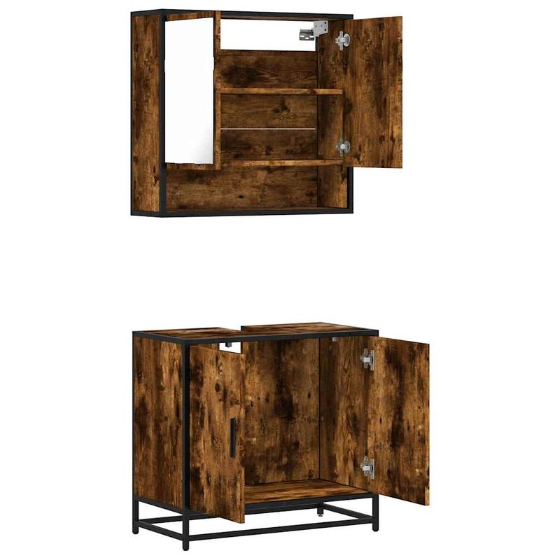 Casa si Gradina - Mobilier - Seturi de mobilier - Seturi baie - Set mobilier de baie, 2 piese, stejar fumuriu, lemn prelucrat - Infinity.ro