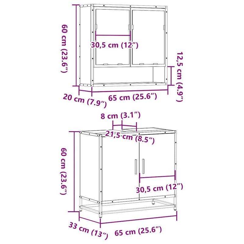 Casa si Gradina - Mobilier - Seturi de mobilier - Seturi baie - Set mobilier de baie, 2 piese, stejar fumuriu, lemn prelucrat - Infinity.ro