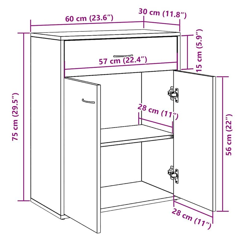 Casa si Gradina - Mobilier - Comode si corpuri - Comode - Dulap, stejar artizanal, 60x30x75 cm, lemn prelucrat - Infinity.ro