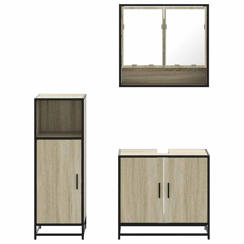 Casa si Gradina - Mobilier - Seturi de mobilier - Seturi baie - Set mobilier de baie, 3 piese, stejar sonoma, lemn prelucrat - Infinity.ro