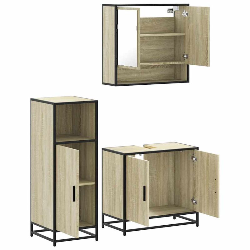 Casa si Gradina - Mobilier - Seturi de mobilier - Seturi baie - Set mobilier de baie, 3 piese, stejar sonoma, lemn prelucrat - Infinity.ro