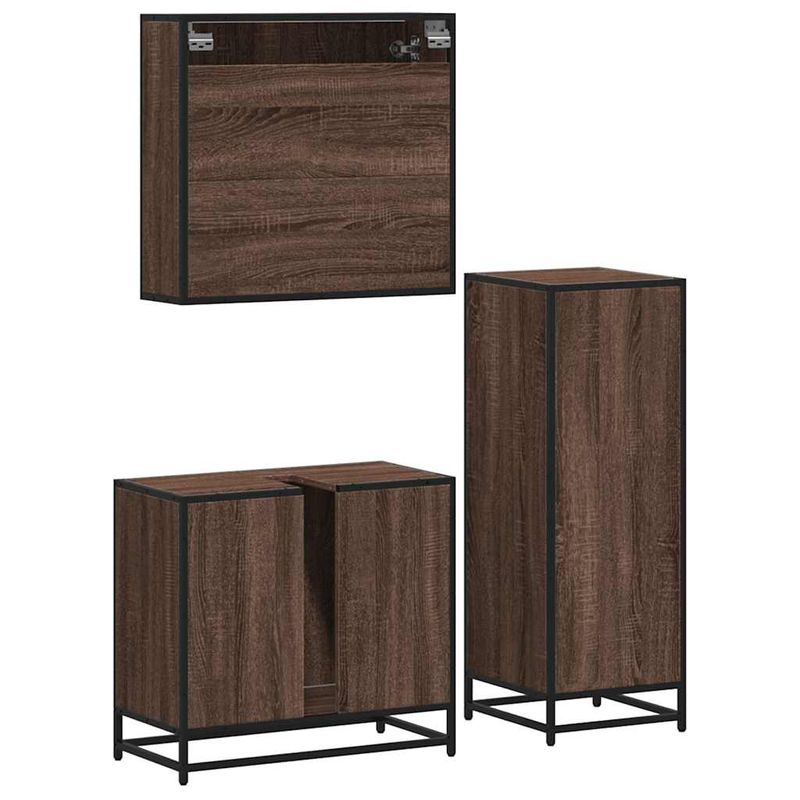 Casa si Gradina - Mobilier - Seturi de mobilier - Seturi baie - Set mobilier de baie, 3 piese, stejar maro, lemn prelucrat - Infinity.ro