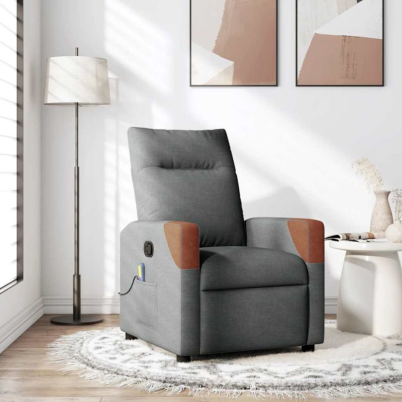 Ingrijire personala si Cosmetice - Sanatate si wellness - Articole wellness - Fotolii de masaj - Fotoliu de masaj rabatabil, gri inchis, material textil - Infinity.ro