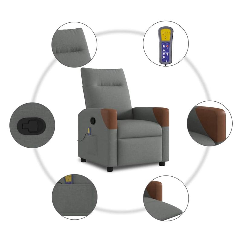 Ingrijire personala si Cosmetice - Sanatate si wellness - Articole wellness - Fotolii de masaj - Fotoliu de masaj rabatabil, gri inchis, material textil - Infinity.ro