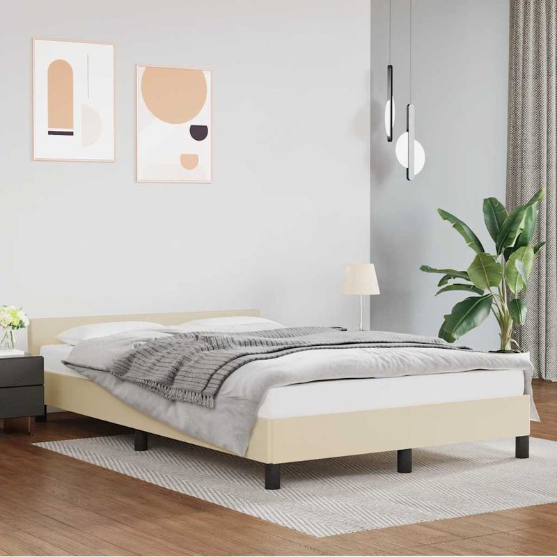 Casa si Gradina - Mobilier - Paturi si accesorii - Paturi - Cadru de pat fara saltea crema 120x190 cm piele artificiala - Infinity.ro
