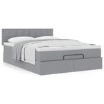Casa si Gradina - Mobilier - Paturi si accesorii - Paturi - Cadru de pat otoman cu saltea tesatura gri deschis 140x190cm - Infinity.ro