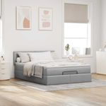 Casa si Gradina - Mobilier - Paturi si accesorii - Paturi - Cadru de pat otoman cu saltea tesatura gri deschis 140x190cm - Infinity.ro