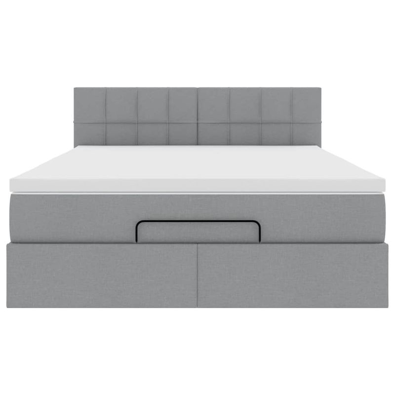 Casa si Gradina - Mobilier - Paturi si accesorii - Paturi - Cadru de pat otoman cu saltea tesatura gri deschis 140x190cm - Infinity.ro
