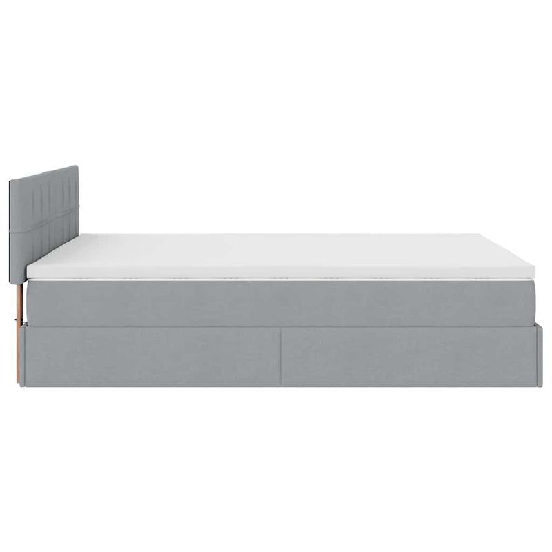 Casa si Gradina - Mobilier - Paturi si accesorii - Paturi - Cadru de pat otoman cu saltea tesatura gri deschis 140x190cm - Infinity.ro