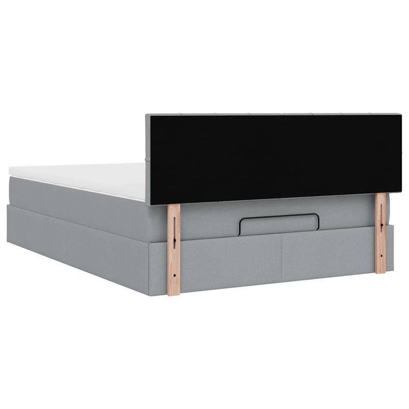 Casa si Gradina - Mobilier - Paturi si accesorii - Paturi - Cadru de pat otoman cu saltea tesatura gri deschis 140x190cm - Infinity.ro