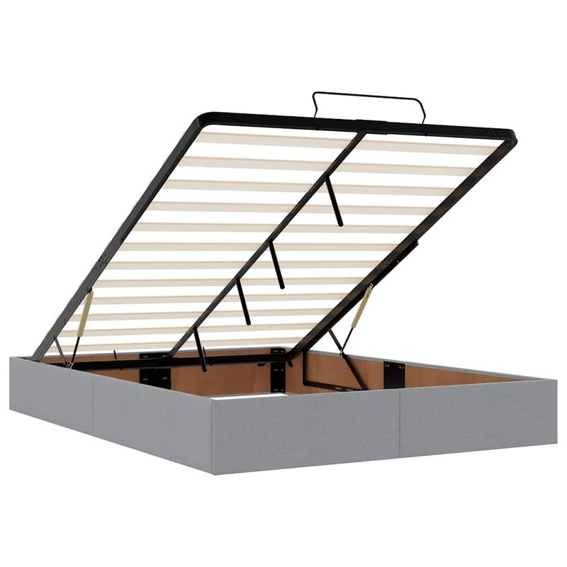 Casa si Gradina - Mobilier - Paturi si accesorii - Paturi - Cadru de pat otoman cu saltea tesatura gri deschis 140x190cm - Infinity.ro