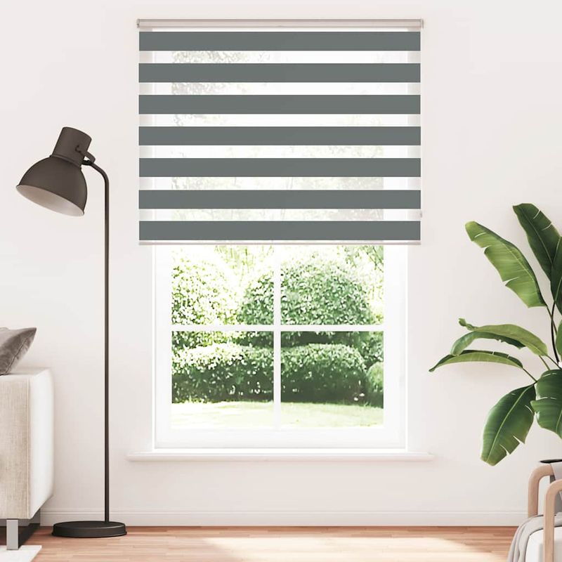 Casa si Gradina - Textile si covoare - Rulouri si jaluzele - Jaluzea tip zebra gri inchis latime tesatura 145,9 cm poliester, mărime 150x200 cm - Infinity.ro