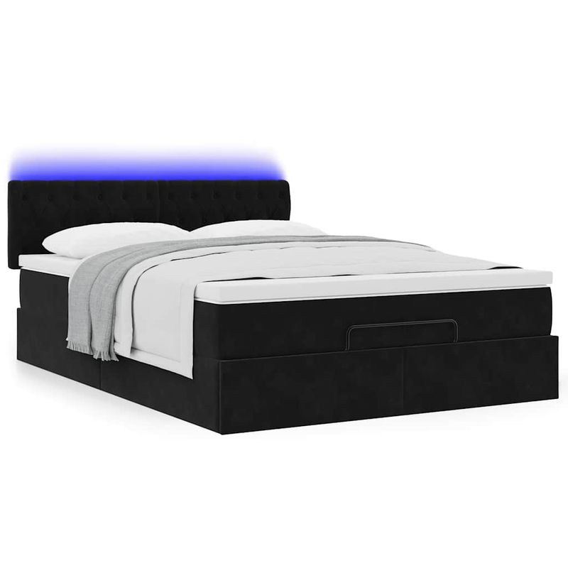 Casa si Gradina - Mobilier - Paturi si accesorii - Paturi - Cadru de pat otoman cu saltea neagra 140x190cm catifea - Infinity.ro