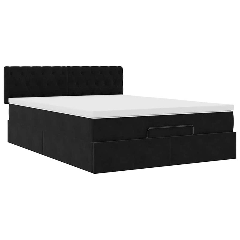 Casa si Gradina - Mobilier - Paturi si accesorii - Paturi - Cadru de pat otoman cu saltea neagra 140x190cm catifea - Infinity.ro
