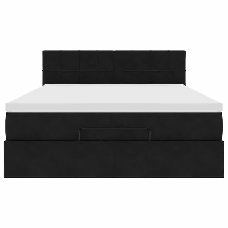 Casa si Gradina - Mobilier - Paturi si accesorii - Paturi - Cadru de pat otoman cu saltea neagra 140x190cm catifea - Infinity.ro