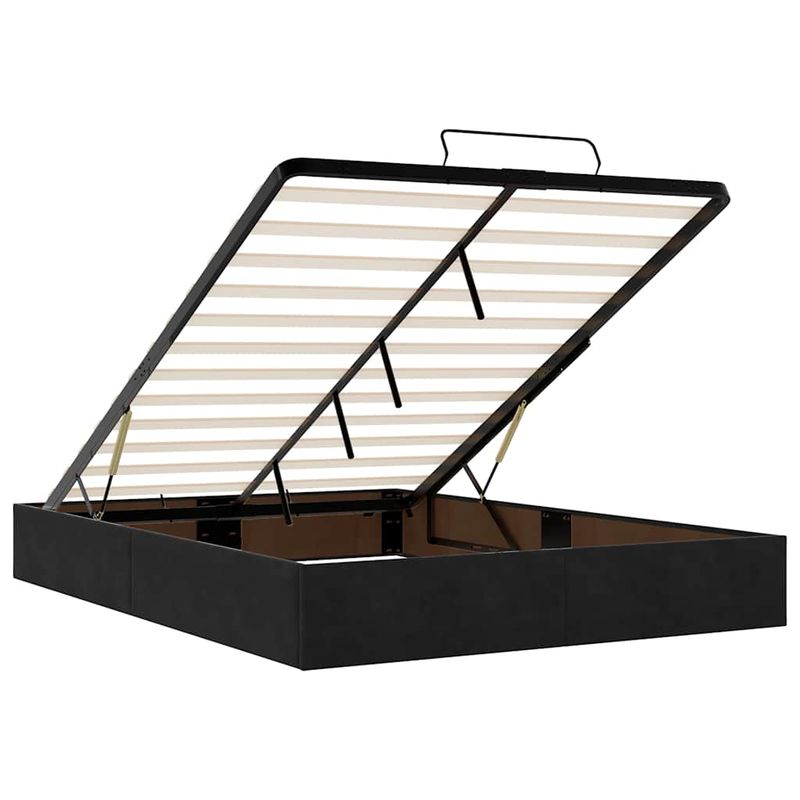 Casa si Gradina - Mobilier - Paturi si accesorii - Paturi - Cadru de pat otoman cu saltea neagra 140x190cm catifea - Infinity.ro