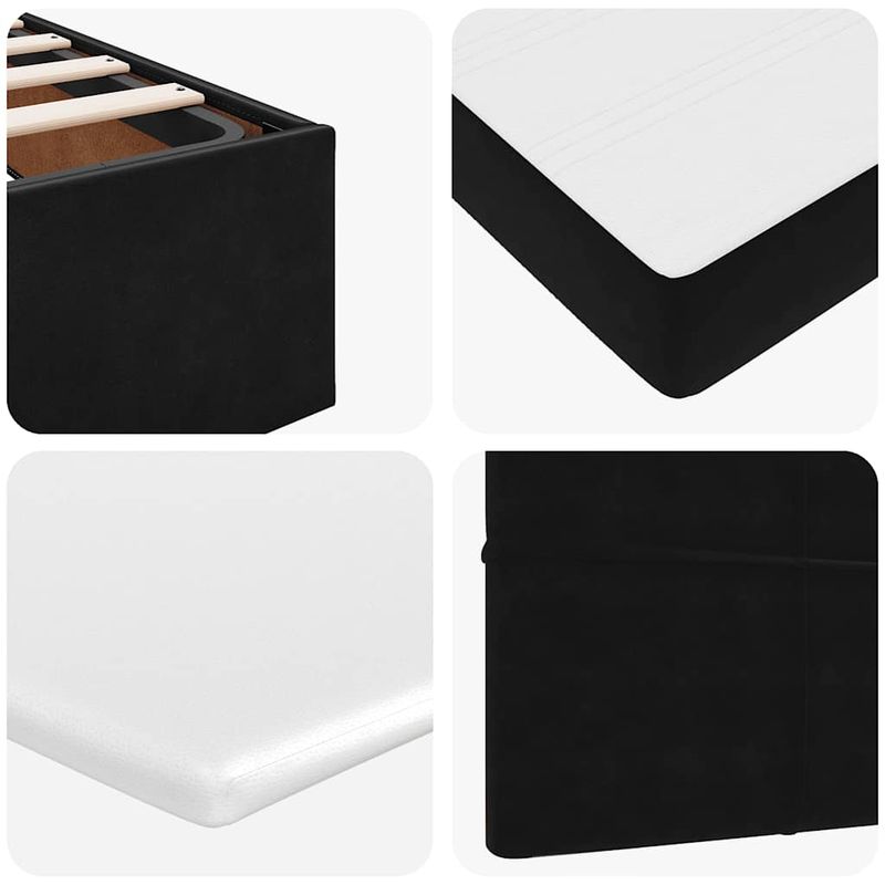 Casa si Gradina - Mobilier - Paturi si accesorii - Paturi - Cadru de pat otoman cu saltea neagra 140x190cm catifea - Infinity.ro