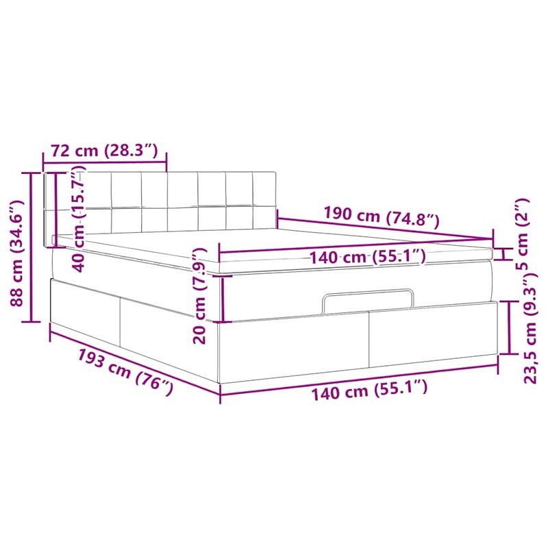 Casa si Gradina - Mobilier - Paturi si accesorii - Paturi - Cadru de pat otoman cu saltea neagra 140x190cm catifea - Infinity.ro