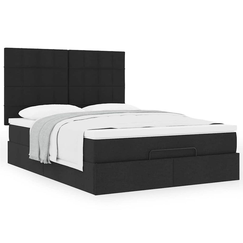 Casa si Gradina - Mobilier - Paturi si accesorii - Paturi - Cadru de pat otoman cu saltea tesatura neagra 140x190cm - Infinity.ro