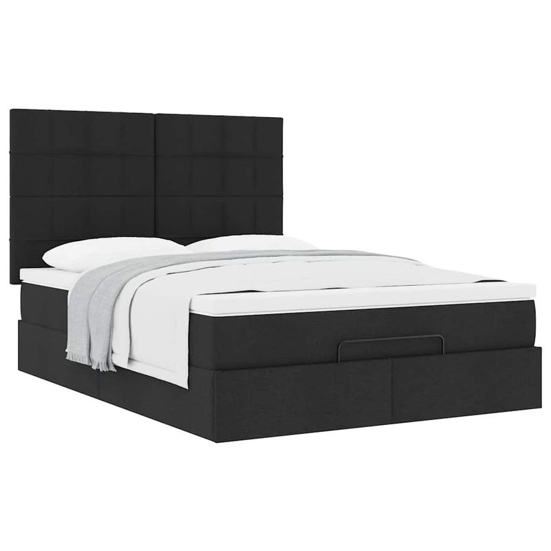 Casa si Gradina - Mobilier - Paturi si accesorii - Paturi - Cadru de pat otoman cu saltea tesatura neagra 140x190cm - Infinity.ro