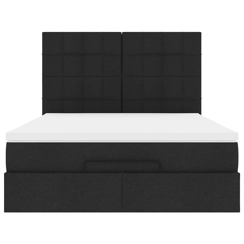 Casa si Gradina - Mobilier - Paturi si accesorii - Paturi - Cadru de pat otoman cu saltea tesatura neagra 140x190cm - Infinity.ro