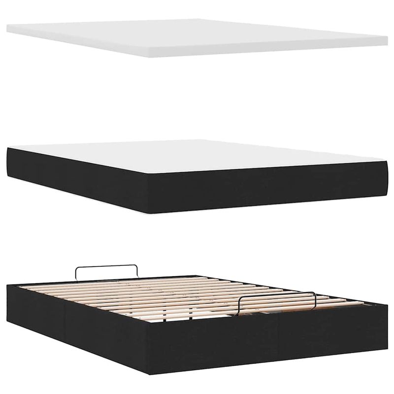 Casa si Gradina - Mobilier - Paturi si accesorii - Paturi - Cadru de pat otoman cu saltea tesatura neagra 140x190cm - Infinity.ro