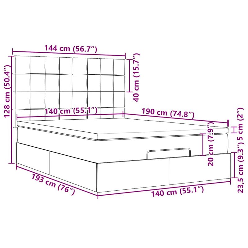 Casa si Gradina - Mobilier - Paturi si accesorii - Paturi - Cadru de pat otoman cu saltea tesatura neagra 140x190cm - Infinity.ro