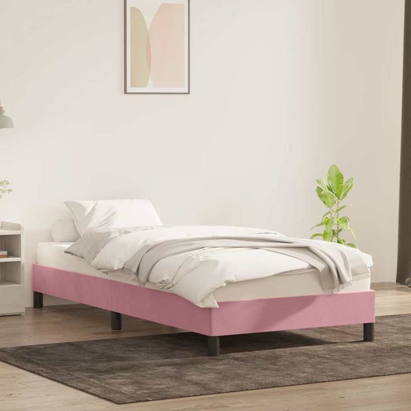 Casa si Gradina - Mobilier - Paturi si accesorii - Paturi - Cadru de pat fara saltea roz 90x210 cm catifea - Infinity.ro
