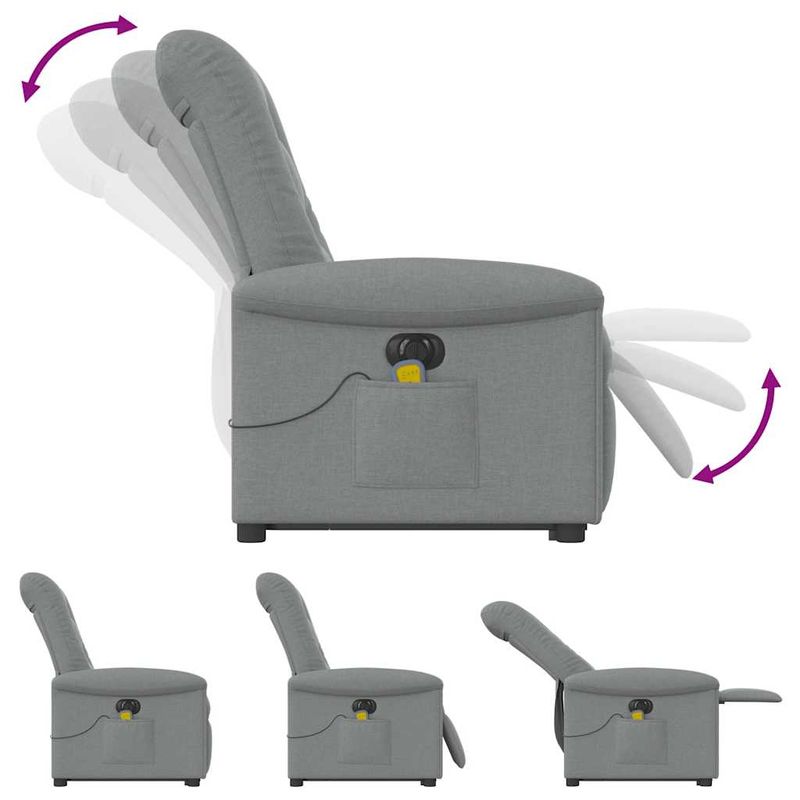 Ingrijire personala si Cosmetice - Sanatate si wellness - Articole wellness - Fotolii de masaj - Fotoliu electric masaj rabatabil cu ridicare, gri inchis textil - Infinity.ro