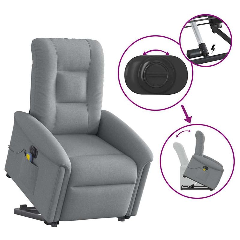 Ingrijire personala si Cosmetice - Sanatate si wellness - Articole wellness - Fotolii de masaj - Fotoliu electric masaj rabatabil cu ridicare, gri inchis textil - Infinity.ro