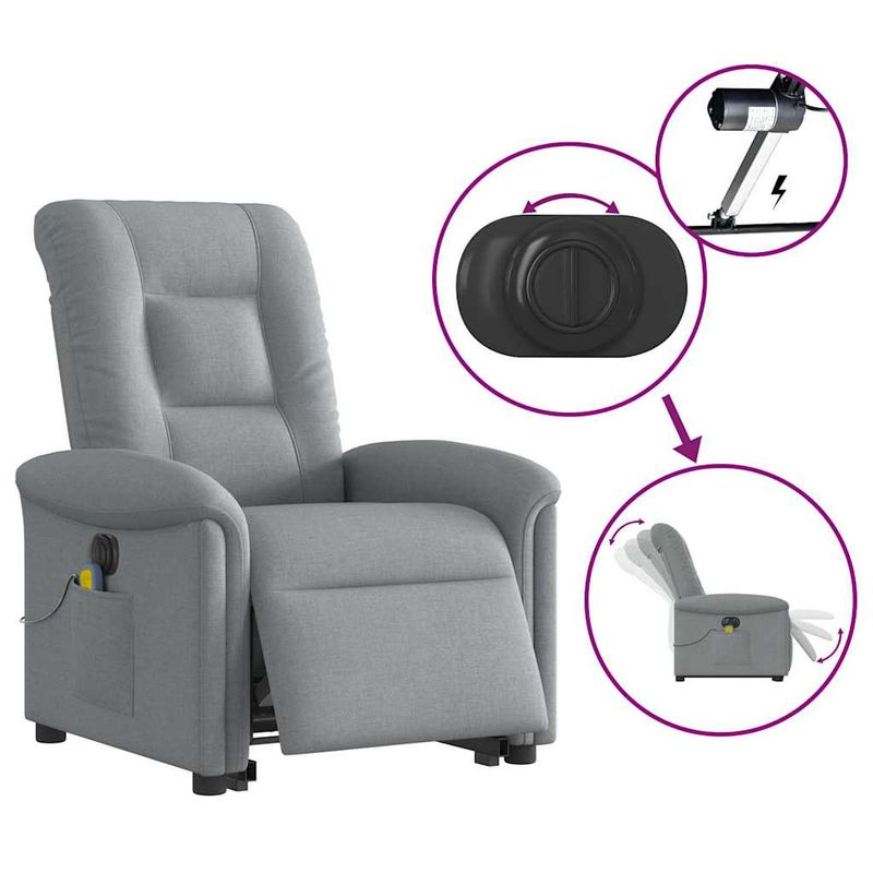 Ingrijire personala si Cosmetice - Sanatate si wellness - Articole wellness - Fotolii de masaj - Fotoliu electric masaj rabatabil cu ridicare, gri inchis textil - Infinity.ro