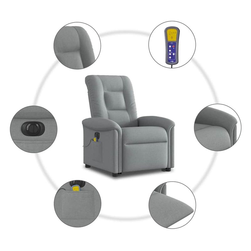 Ingrijire personala si Cosmetice - Sanatate si wellness - Articole wellness - Fotolii de masaj - Fotoliu electric masaj rabatabil cu ridicare, gri inchis textil - Infinity.ro