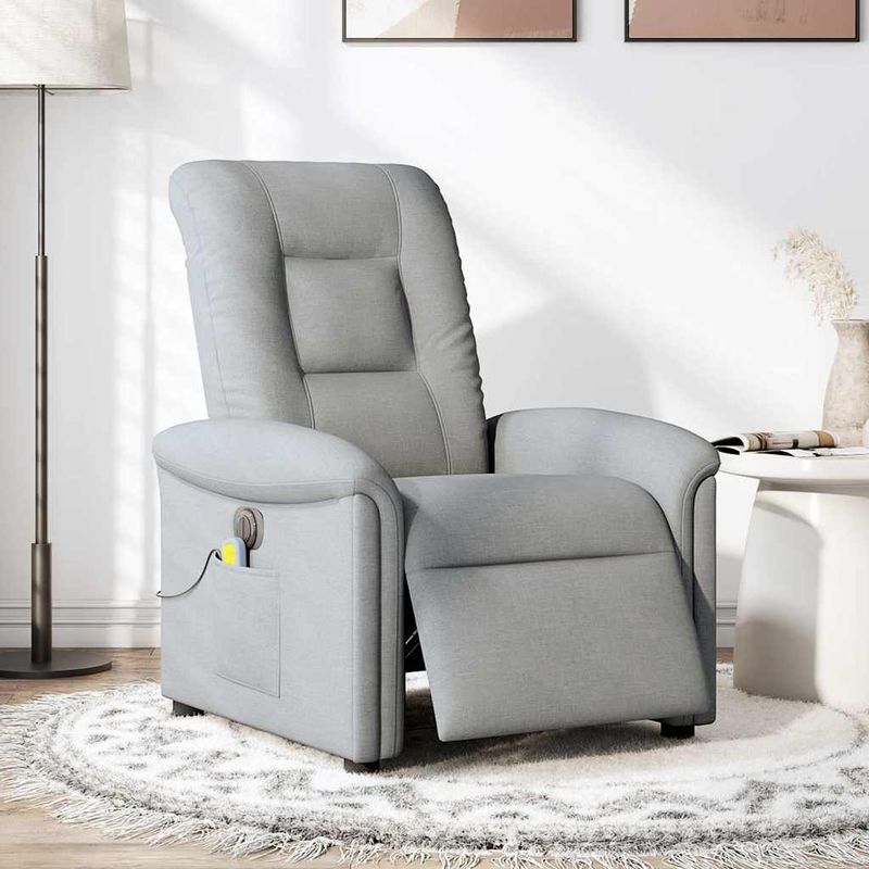 Ingrijire personala si Cosmetice - Sanatate si wellness - Articole wellness - Fotolii de masaj - Fotoliu electric de masaj rabatabil, gri deschis, microfibra - Infinity.ro