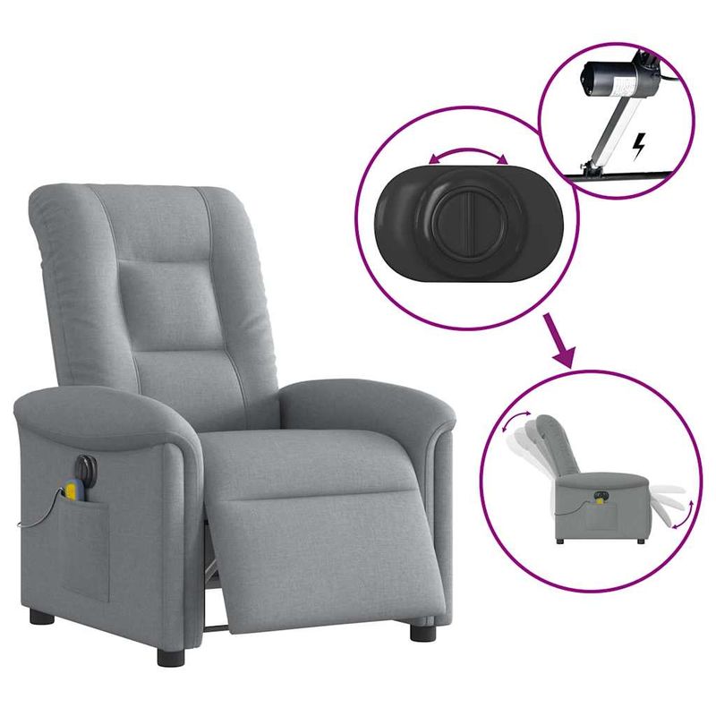 Ingrijire personala si Cosmetice - Sanatate si wellness - Articole wellness - Fotolii de masaj - Fotoliu electric de masaj rabatabil, gri deschis, microfibra - Infinity.ro
