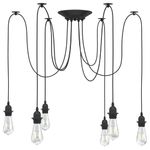 Casa si Gradina - Corpuri si surse de iluminat - Veioze si lampi - Lampi de veghe - Lampa suspendata cu 6 suporturi E27 metal negru - Infinity.ro