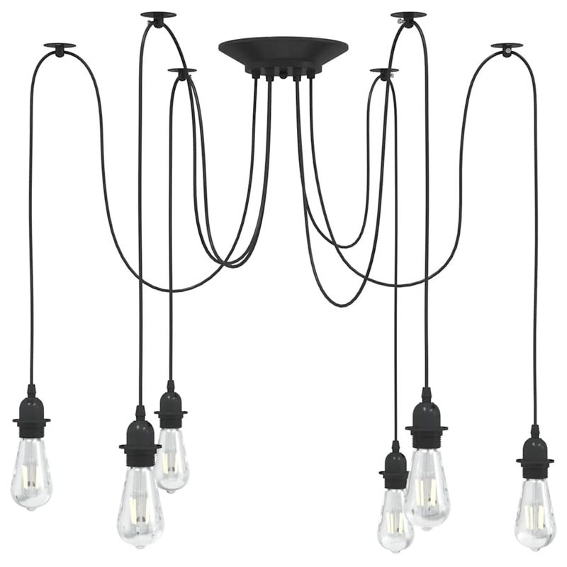 Casa si Gradina - Corpuri si surse de iluminat - Veioze si lampi - Lampi de veghe - Lampa suspendata cu 6 suporturi E27 metal negru - Infinity.ro
