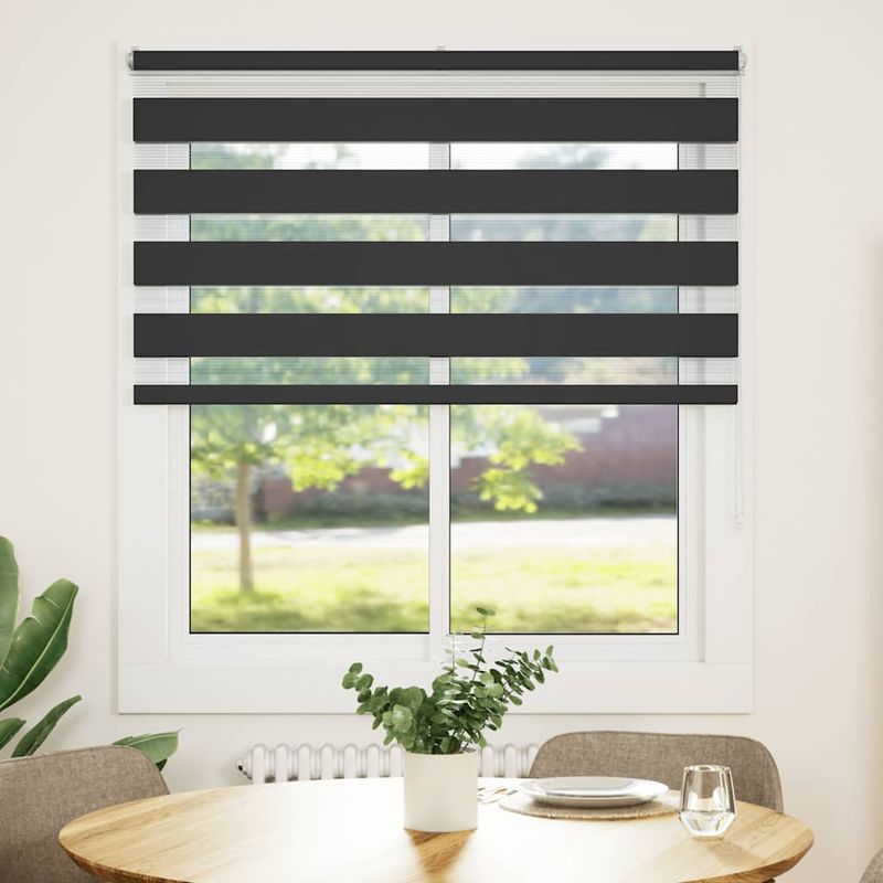 Casa si Gradina - Textile si covoare - Rulouri si jaluzele - Jaluzea tip zebra neagra latime tesatura 130,9 cm poliester, mărime 135x150 cm - Infinity.ro