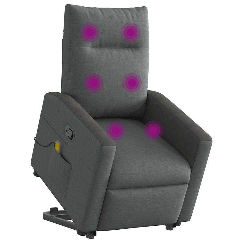 Ingrijire personala si Cosmetice - Sanatate si wellness - Articole wellness - Fotolii de masaj - Fotoliu de masaj rabatabil cu ridicare, gri inchis, textil - Infinity.ro