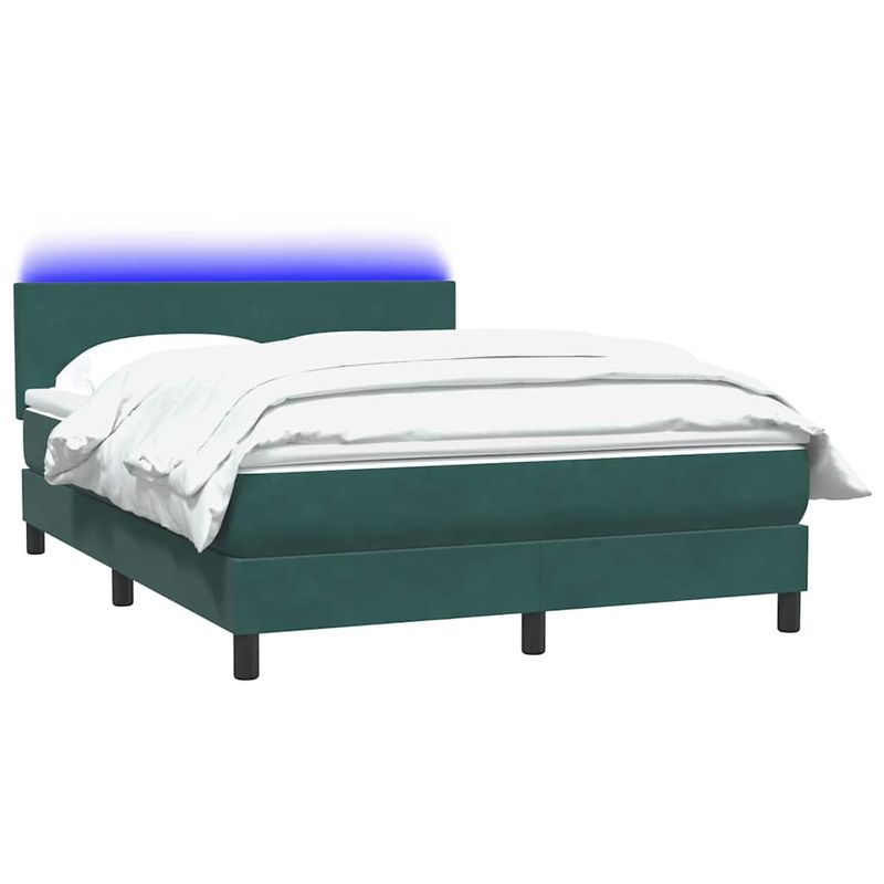 Casa si Gradina - Mobilier - Paturi si accesorii - Paturi - Pat box spring cu saltea, verde inchis, 160x210 cm, catifea - Infinity.ro