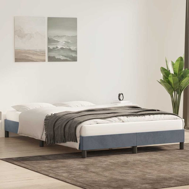 Casa si Gradina - Mobilier - Paturi si accesorii - Paturi - Cadru de pat fara saltea Gri inchis 140x210 cm catifea - Infinity.ro