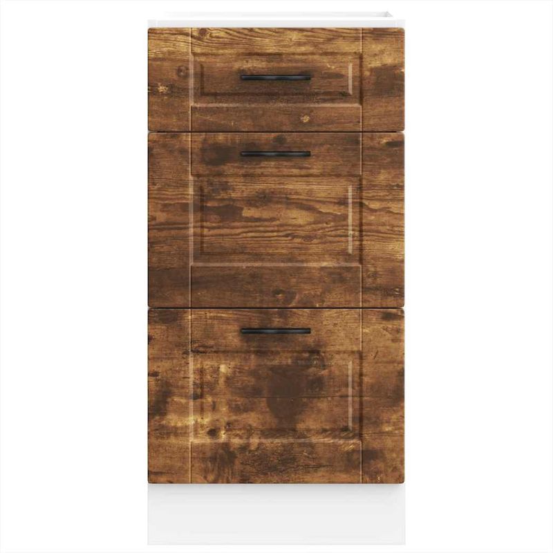 Casa si Gradina - Mobilier - Comode si corpuri - Corpuri bucatarie - Dulap de bucatarie „Porto” din lemn de lemn de stejar afumat, model 1x dulap inferior (3 sertare), mărime 40x46x81.5 cm - Infinity.ro