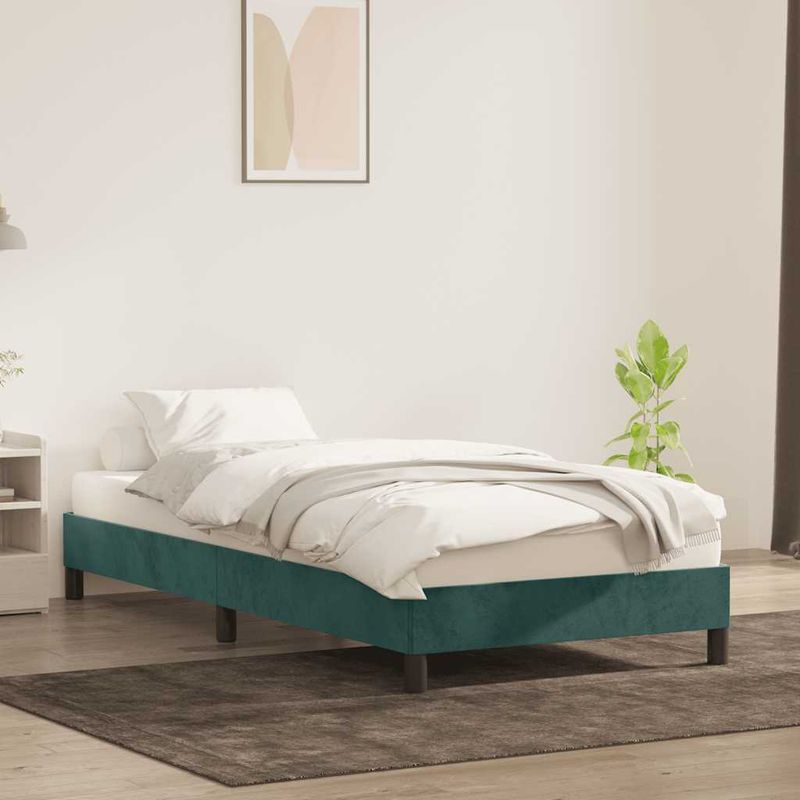 Casa si Gradina - Mobilier - Paturi si accesorii - Paturi - Cadru de pat fara saltea, verde inchis, 90x210 cm, catifea - Infinity.ro