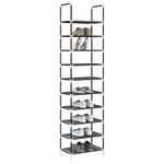 Casa si Gradina - Mobilier - Organizare si depozitare - Organizator incaltaminte - Suport pantofi 10 niveluri negru 44x28x180 cm tesatura netesa - Infinity.ro