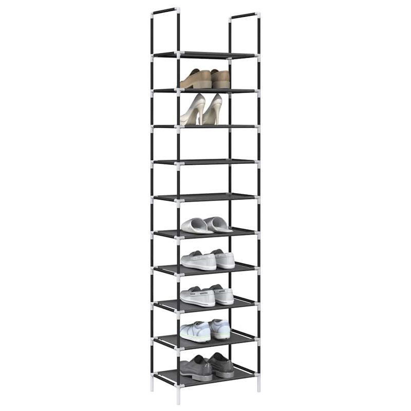Casa si Gradina - Mobilier - Organizare si depozitare - Organizator incaltaminte - Suport pantofi 10 niveluri negru 44x28x180 cm tesatura netesa - Infinity.ro