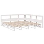Casa si Gradina - Mobilier - Paturi si accesorii - Paturi - Pat cu biblioteca fara saltea, alb, 200x200 cm, lemn masiv pin - Infinity.ro