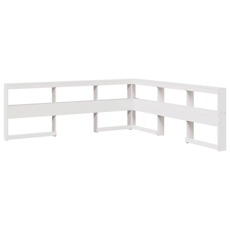 Casa si Gradina - Mobilier - Paturi si accesorii - Paturi - Pat cu biblioteca fara saltea, alb, 200x200 cm, lemn masiv pin - Infinity.ro