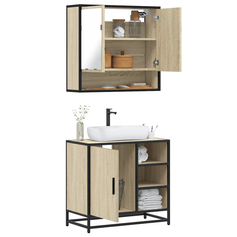 Casa si Gradina - Mobilier - Seturi de mobilier - Seturi baie - Set mobilier de baie, 2 piese, stejar sonoma, lemn prelucrat - Infinity.ro