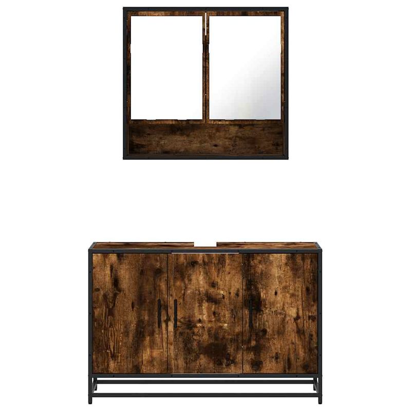 Casa si Gradina - Mobilier - Seturi de mobilier - Seturi baie - Set mobilier de baie, 2 piese, stejar fumuriu, lemn prelucrat - Infinity.ro