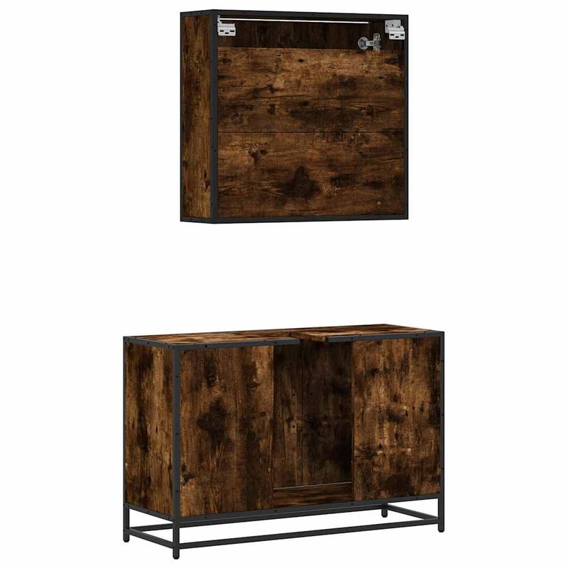 Casa si Gradina - Mobilier - Seturi de mobilier - Seturi baie - Set mobilier de baie, 2 piese, stejar fumuriu, lemn prelucrat - Infinity.ro